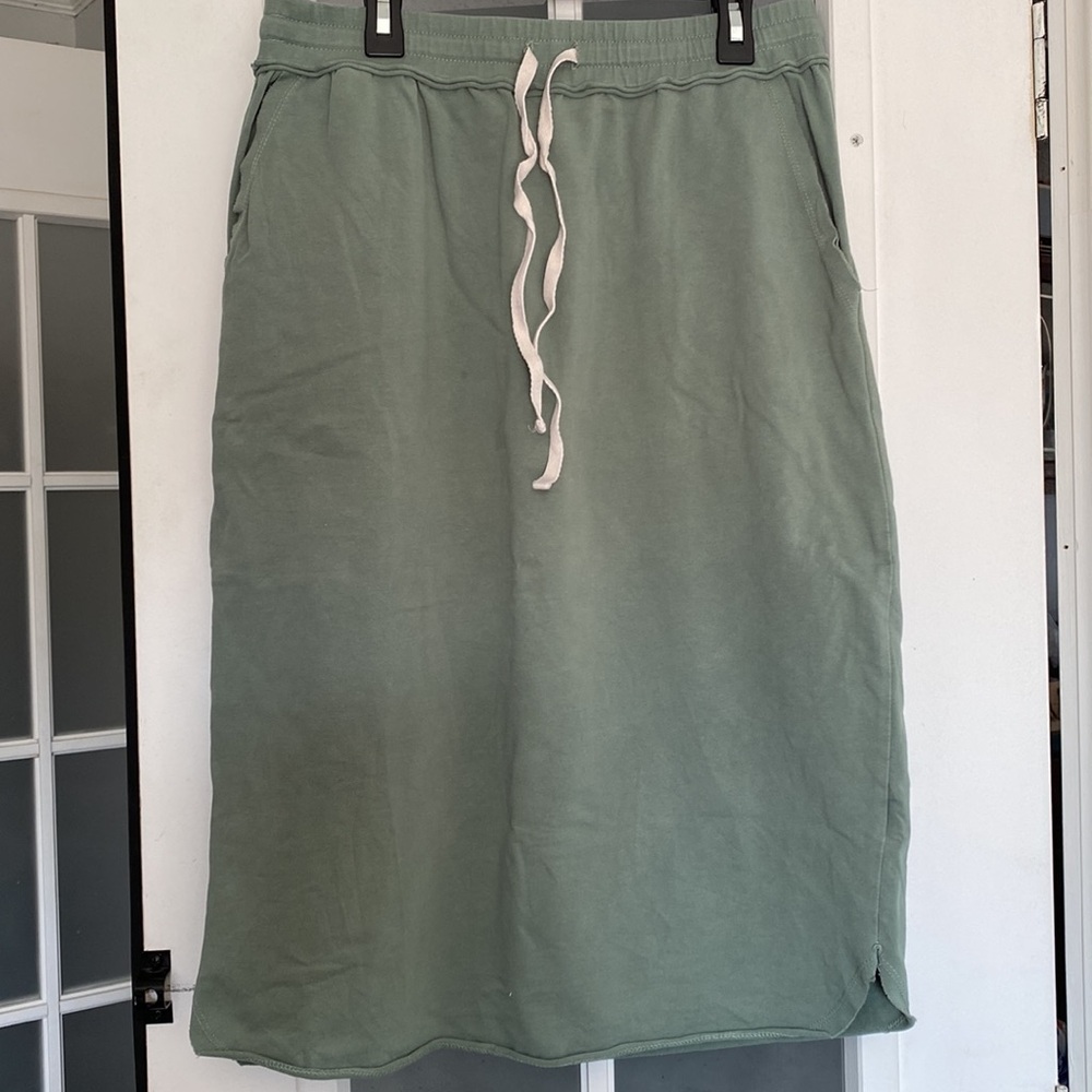 Large Polagram Drawstring sage comfy Skirt - Picture 6 of 7